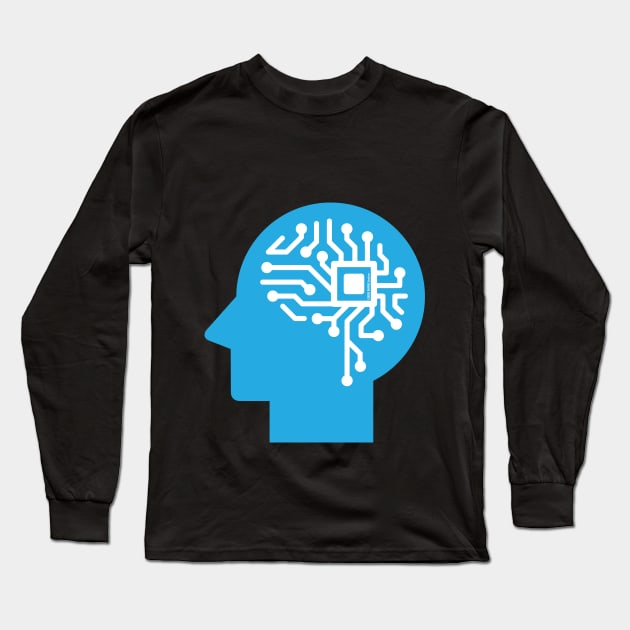 Geek Mind Fusion Circuit Head Long Sleeve T-Shirt by GeekMindFusion